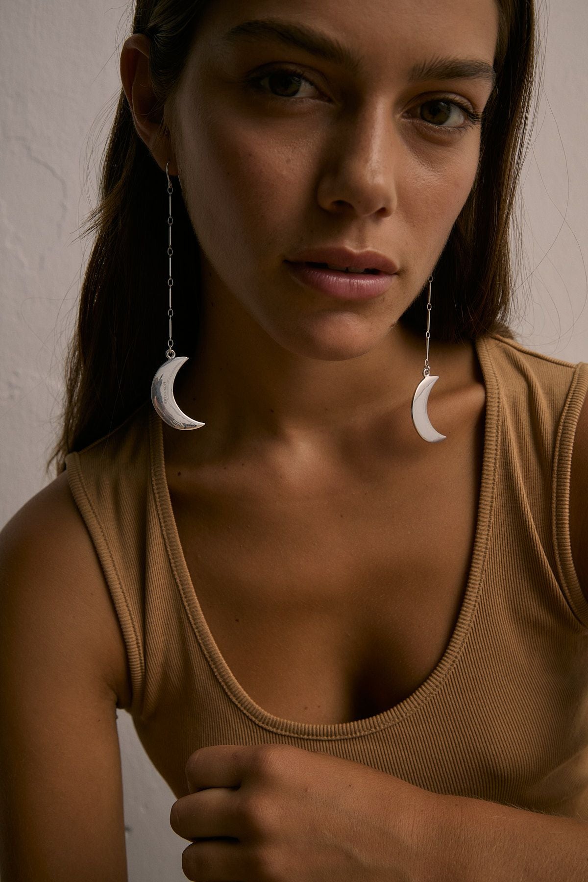 LUNA PENDIENTES PLATA